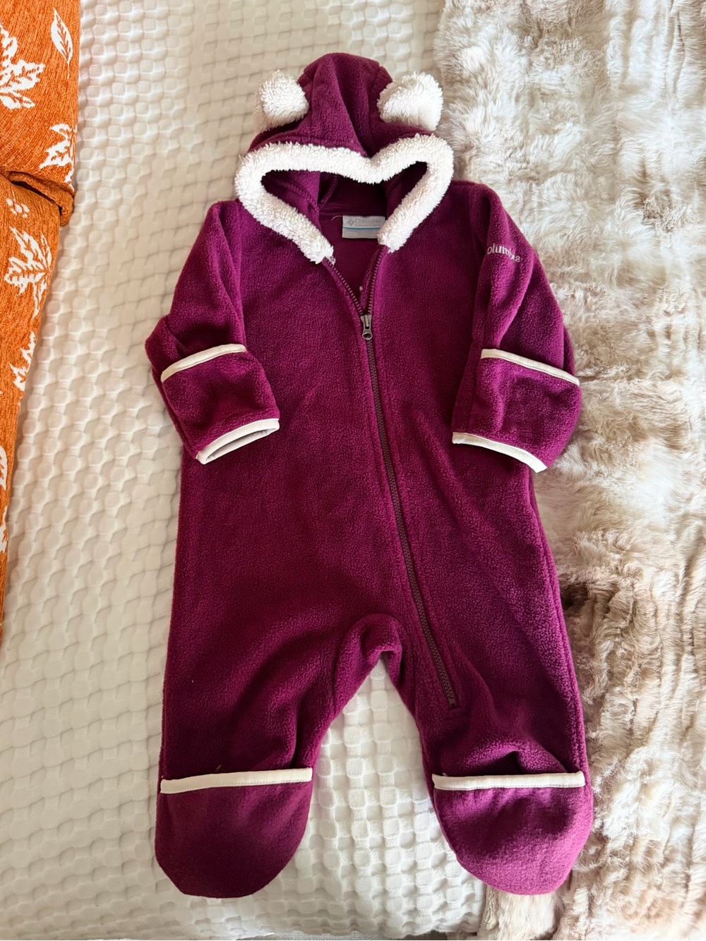 Columbia Tiny Bear Fleece One-Piece Coverall - Purple 3-6 Months